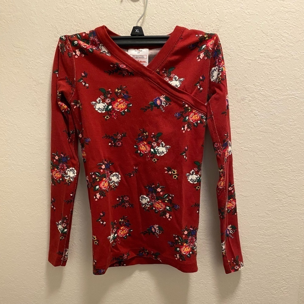 Hanna Andersson Burgundy Floral Pajama Top Size 8